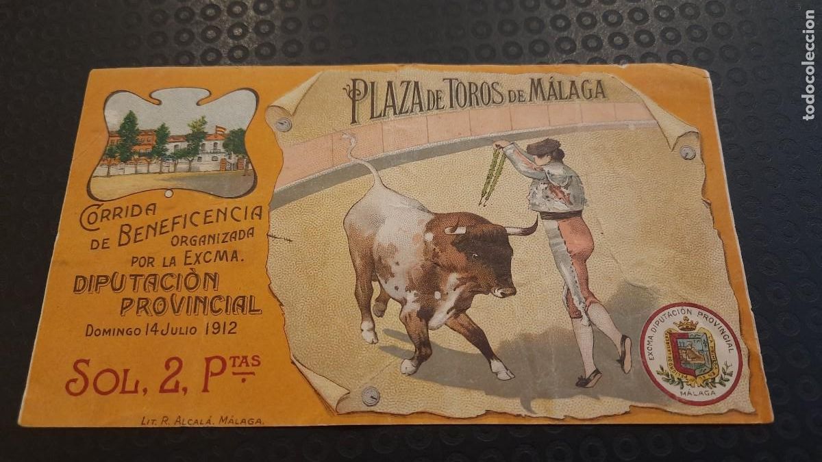 Tauromaquia: ENTRADA MALAGA 1912 BENEFICENCIA GALLITO Y MANOLETE