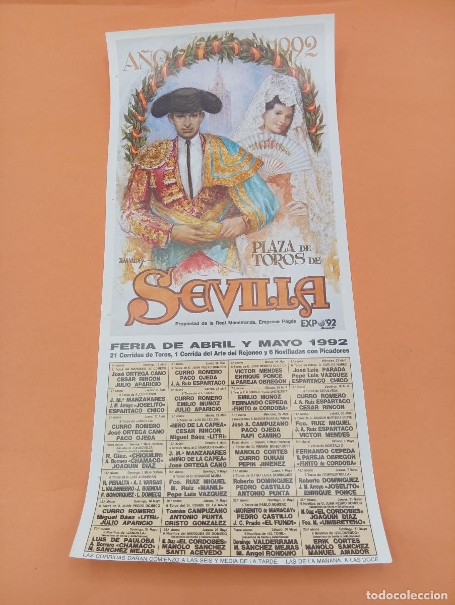 Tauromaquia: CARTEL TOROS. SEVILLA. 1992. GANADERIA ALCURRUCEN. CURRO ROMERO. ORTEGA CANO. JOAQUIN DIAZ. OJEDA.