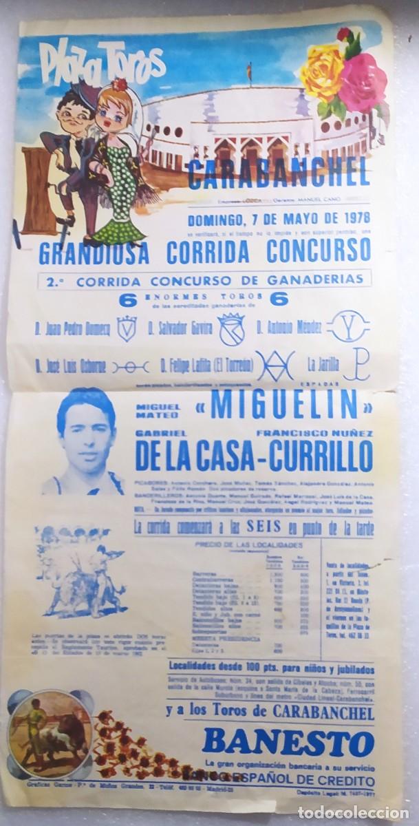 Tauromaquia: Cartel pala de toros de Carabanchel Madrid 1978