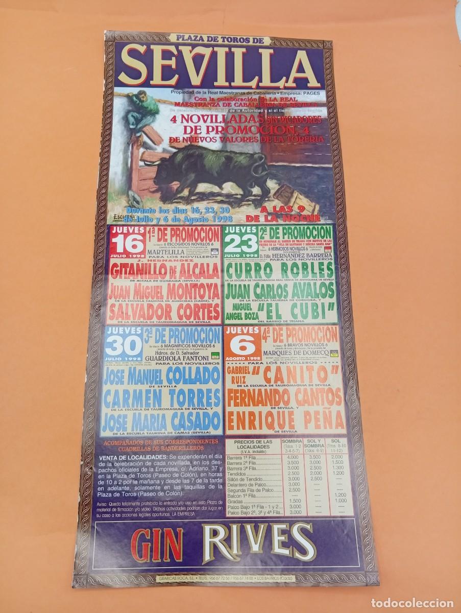 Tauromaquia: CARTEL TOROS. SEVILLA. 1998. GANADERIA GUARDIOLA. GITANILLO DE ALCALA. SAVADOR CORTES.COLLADO.CANITO
