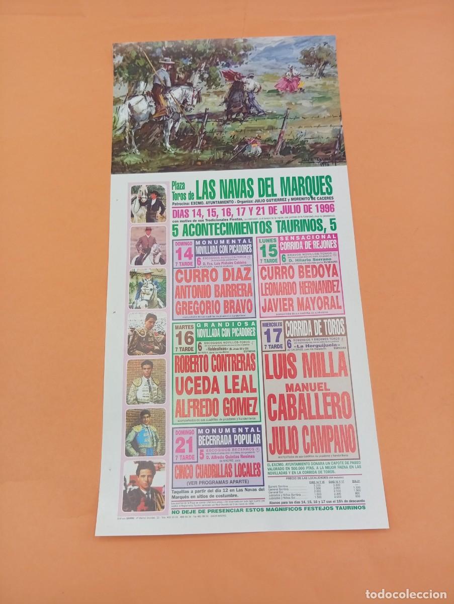 Tauromaquia: CARTEL TOROS. LAS NAVAS DEL MARQUES, AVILA. GANADERIA HILARIO SERRANO. UCEDA LEAL. ALFREDO GOMEZ.