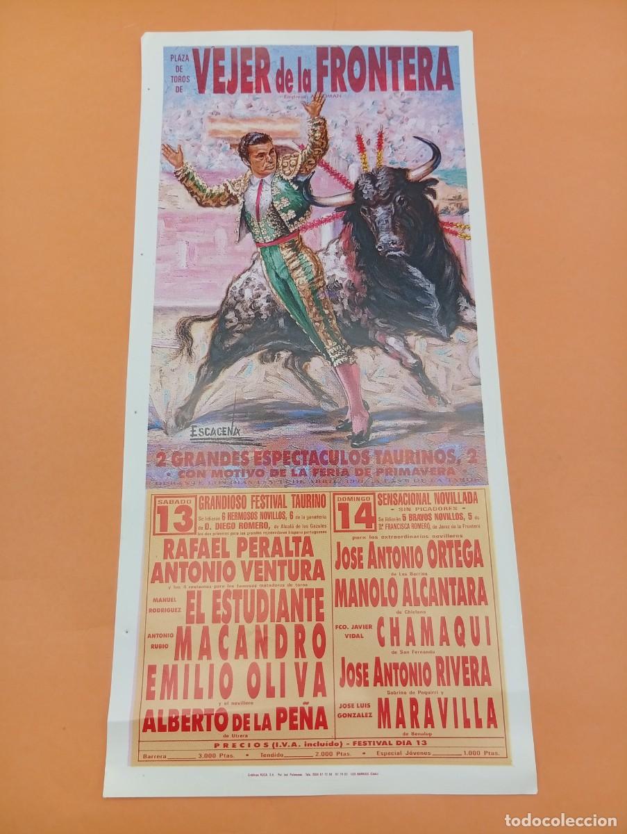 Tauromaquia: CARTEL TOROS. VEJER DE LA FRONTERA. 1991. GANADERIA DIEGO ROMERO. EL ESTUDIANTE. MACANDRO. E. OLIVA.
