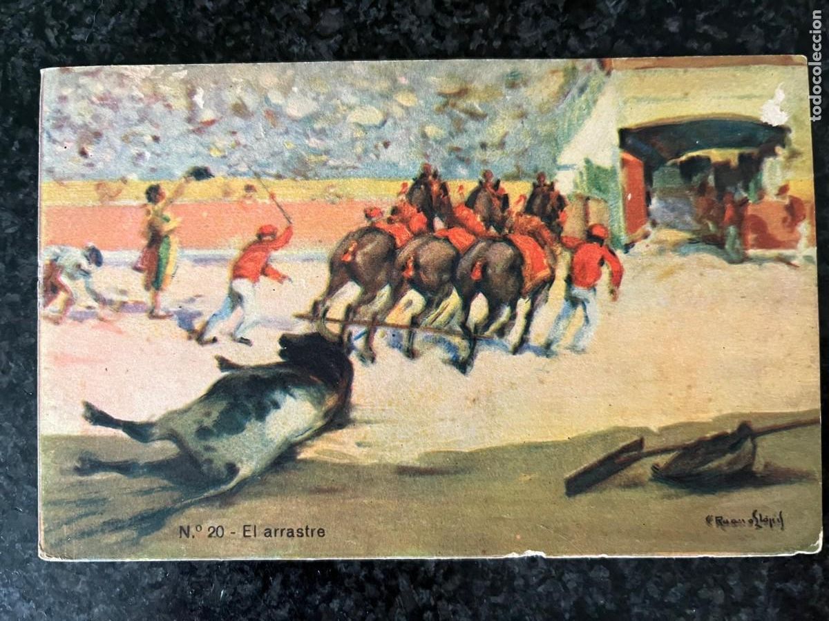 Tauromaquia: postal corrida de toros n&ordm; 20 el arrastre sin circular