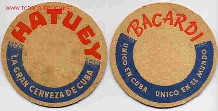 Collection of wines and liquors: POSAVASO CERVEZA HATUEY Y BACARDI CUBA ,ORIGINAL , RB
