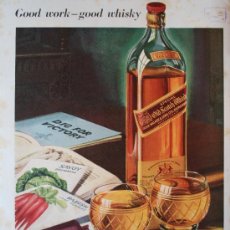 Coleccionismo de vinos y licores: PUBLICIDAD JOHNNIE WALKER WHISKY- 1942 - 25 X 36 CM.APROX.. Lote 9368720