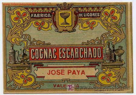 Coleccionismo de vinos y licores: ETIQUETA CO&Ntilde;AC COGNAC ESCARCHADO  - JOSE PAYA - VALENCIA - EA43