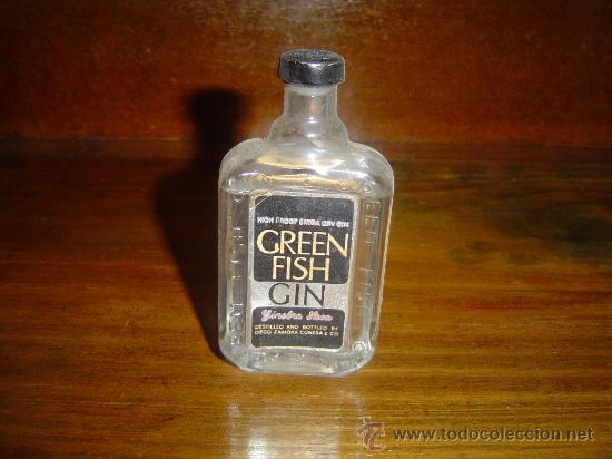 Coleccionismo de vinos y licores: Botellin de Ginebra Green Fish.