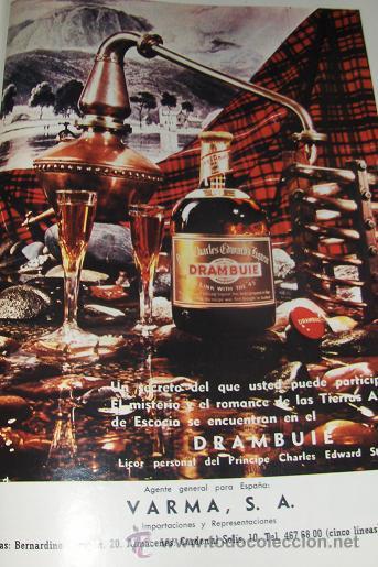 Sammlung von Weinen und Lik&ouml;ren: PUBLICIDAD DE LICORES Y VINOS. DRAMBUIE, FERNET BRANCA, YAGO CONDAL Y MARQUES DE RISCAL.