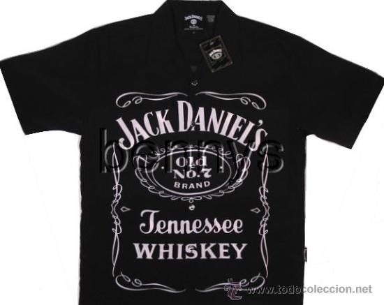 Coleccionismo de vinos y licores: Camisa de seda natural con grabado de whiskey Jack Daniel's. Merchandising original, nueva.