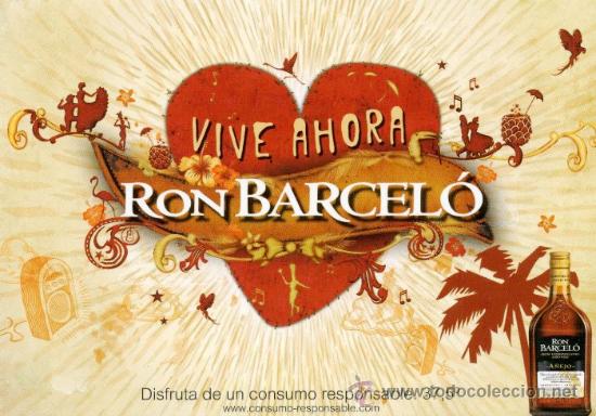 Coleccionismo de vinos y licores: POSTALFREE PUBLICITARIA - VIVE AHORA **RON BARCEL&Oacute;**