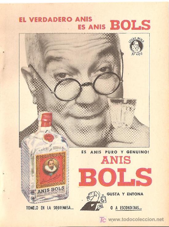 Coleccionismo de vinos y licores: ANUNCIO DE &Eacute;POCA Ginebra BOLS Diciembre 1960 18,5  X 13 cms cms. - CLC