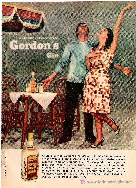Coleccionismo de vinos y licores: ANUNCIO DE &Eacute;POCA Ginebra Gordons febrero 1963 18,5  X 13 cms cms. - CLC