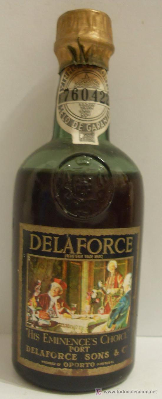 Coleccionismo de vinos y licores: BOTELLIN DE VINO OPORTO DELAFORCE. BODEGAS DELAFORCE SONS & C&ordm;. OPORTO, PORTUGAL.