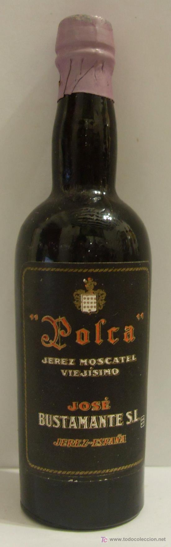 Sammlung von Weinen und Lik&ouml;ren: BOTELLIN DE VINO DE JEREZ MOSCATEL POLCA. BODEGAS JOSE BUSTAMTE S.L. JEREZ DE LA FRA. CADIZ.