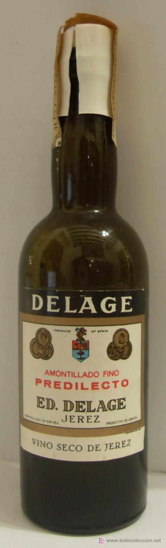 Sammlung von Weinen und Lik&ouml;ren: BOTELLIN DE VINO AMONTILLADO PREDILECTO. BODEGAS ED. DELAGE. JEREZ DE LA FRONTERA, CADIZ.