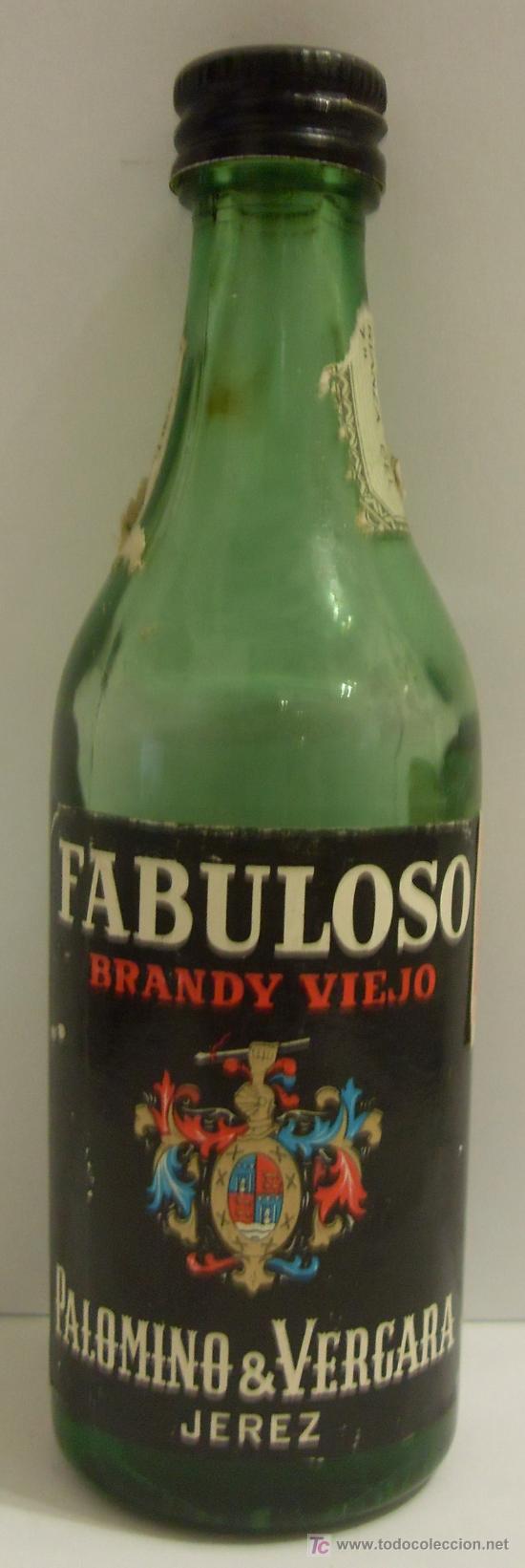 Collection of wines and liquors: BOTELLIN DE BRANDY VIEJO FABULOSO. BODEGAS PALOMINO & VERGARA. JEREZ D ELA FRONTERA, CADIZ.