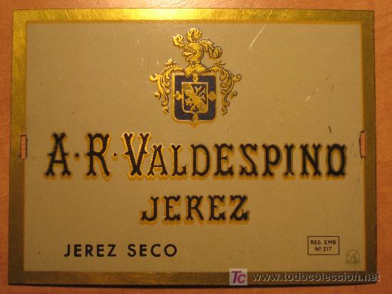 Coleccionismo de vinos y licores: Valdespino. Jerez. Chapa publicitaria 12 x 9 cms.