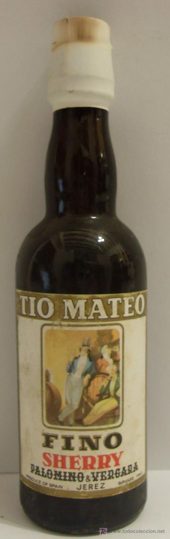 Coleccionismo de vinos y licores: BOTELLIN DE VINO FINO TIO MATEO. BODEGAS PLAOMINO Y VERGARA. JEREZ DE LA FRONTERA, CADIZ.