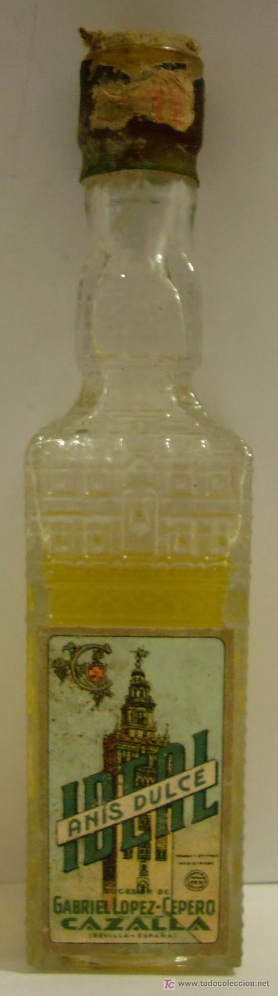 Collezionismo di vini e liquori: BOTELLIN DE ANIS DULCE IDEAL. DESTILERIAS GABRIEL LOPEZ-CEPERO. CAZALLA, SEVILLA.