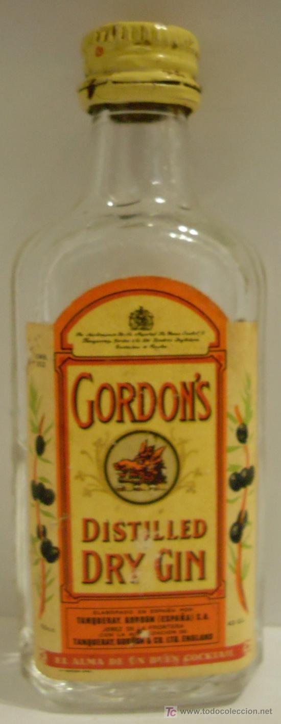 Collezionismo di vini e liquori: BOTELLIN DE GINEBRA GORDON'S. DESTILERIAS TANQUERAY GORDON ESPA&Ntilde;A. JEREZ DE LA FRONTERA, CADIZ.