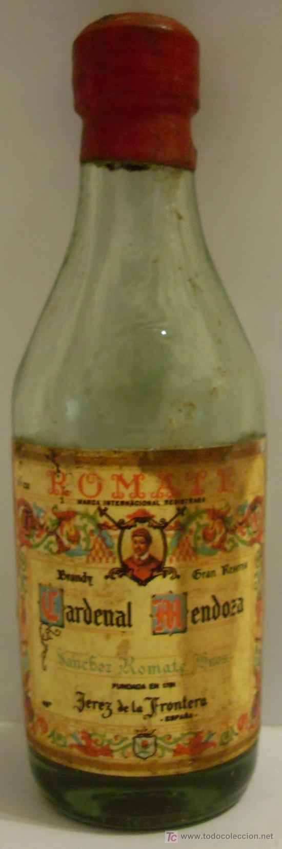 Collezionismo di vini e liquori: BOTELLIN DE BRANDY CARDENAL MENDOZA. BODEGAS SANCHEZ ROMATE. JEREZ DE LA FRONTERA, CADIZ.