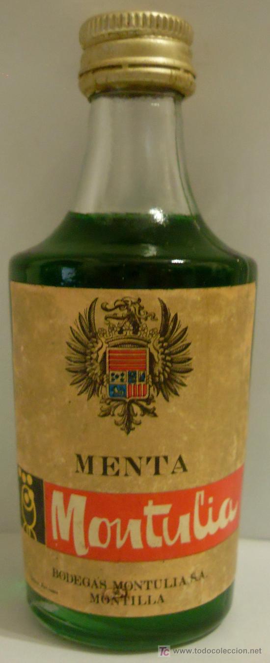 Collezionismo di vini e liquori: BOTELLIN DELICOR DE MENTA. DESTILERIAS MONTULIA S.A. MONTILLA, CORDOBA.