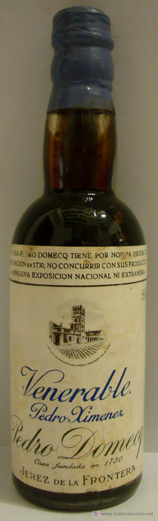 Collection of wines and liquors: BOTELLIN DE VINO PEDRO XIMENEZ VENERABLE. BODEGAS PEDRO DOMECQ. JEREZ DE LA FRONTERA, CADIZ.