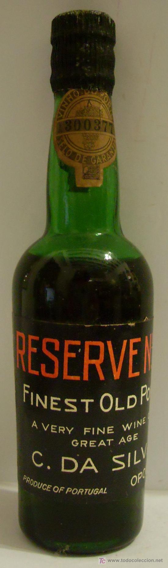Collection of wines and liquors: BOTELLIN DE VINO DE OPORTO VIEJO RESERVE N&ordm;1. BODEGAS C. DA SILVA. OPORTO, PORTUGAL.