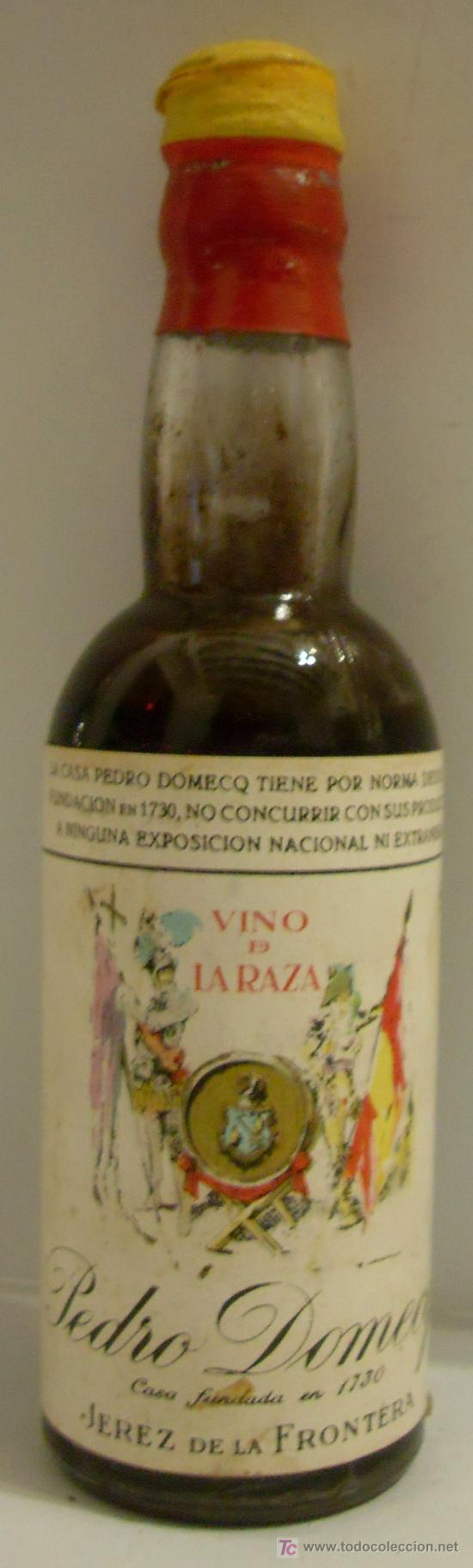 Collection of wines and liquors: BOTELLIN DE VINO DE RAZA. BODEGAS PEDRO DOMECQ. JEREZ DE LA FRONTERA, CADIZ.