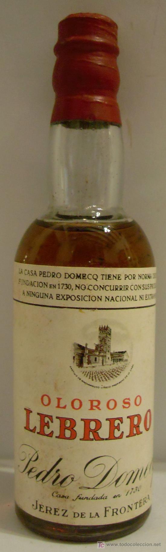 Collection of wines and liquors: BOTELLIN DE VINO OLOROSO LEBRERO. BODEGAS PEDRO DOMECQ. JEREZ DE LA FRONTERA, CADIZ.