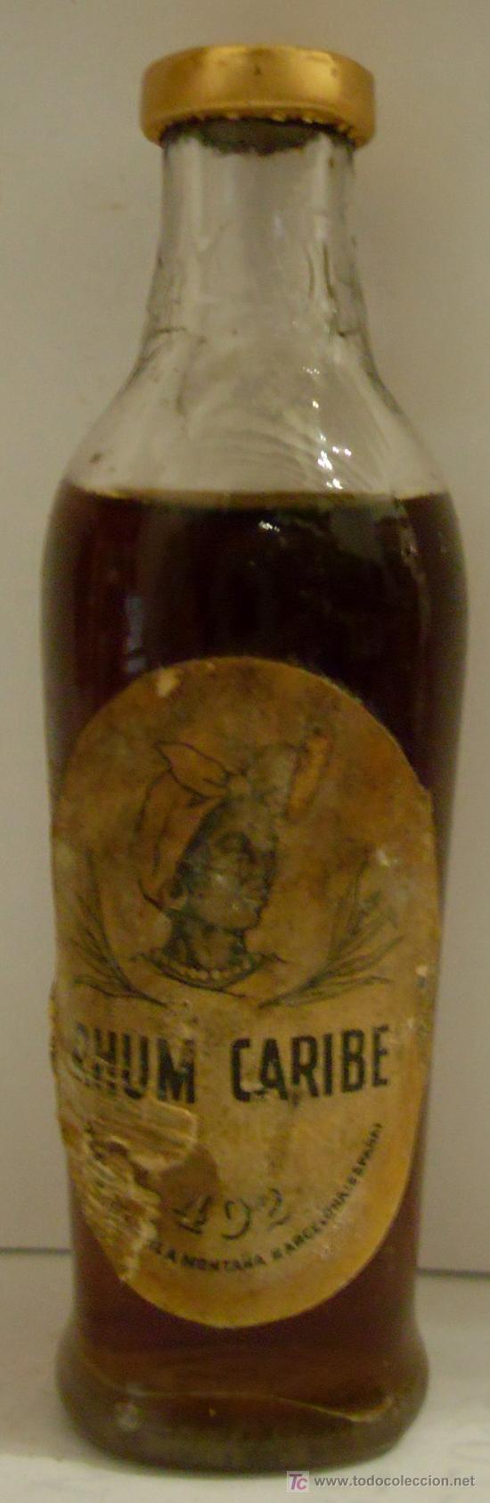 Sammlung von Weinen und Lik&ouml;ren: BOTELLIN DE RON RHUM CARIBE. DESTILERIAS MONTA&Ntilde;A. BARCELONA.