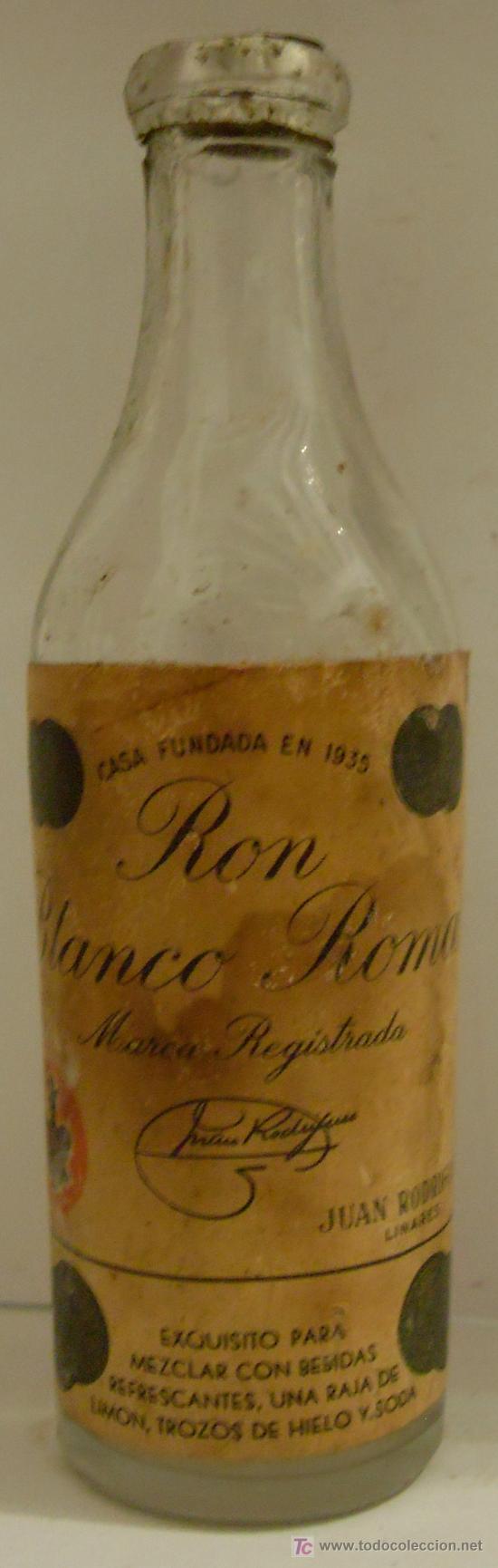 Sammlung von Weinen und Lik&ouml;ren: BOTELLIN DE RON BLANCO ROMAR. DESTILERIAS JUNA RODRIGUEZ. LINARES, JAEN.