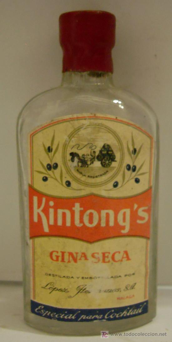 Sammlung von Weinen und Lik&ouml;ren: BOTELLIN DE GINEBRA SECA KINTONG'S. DESTILERIAS LOPEZ HERMANOS S.A. MALAGA, ESPA&Ntilde;A.