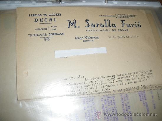 Collection of wines and liquors: M SOROLLA FURIO, FABRICA DE LICORES DUCAL. GRAO VALENCIA 1945.