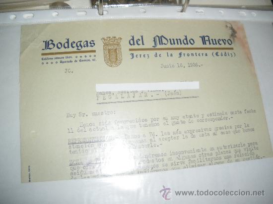 Collection of wines and liquors: BODEGAS DEL MUNDO NUEVO, JEREZ DE LA FRONTERA CADIZ 1936.