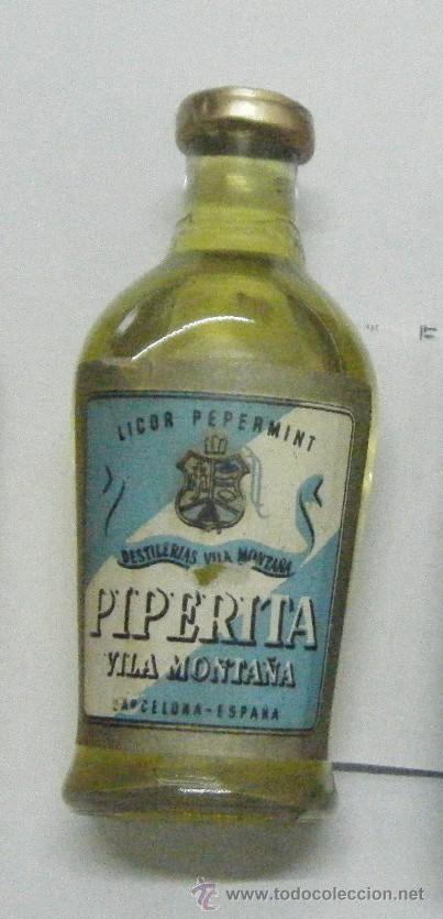 Coleccionismo de vinos y licores: BOTELLIN DE LICOR PEPERMINT PIPERITA. DESTILERIAS VILA MONTA&Ntilde;A. BARCELONA   RF-78