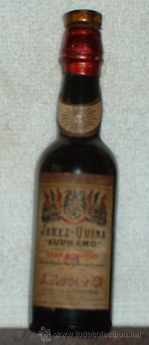 Coleccionismo de vinos y licores: BOTELLIN JEREZ QUINA &rdquo;SUPREMO&rdquo;. J. RUIZ Y C&ordf;. JEREZ RF-394