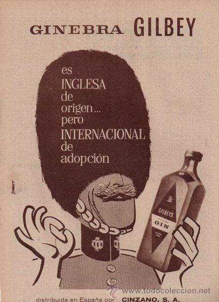 Coleccionismo de vinos y licores: PUBLICIDAD ANTIGUA. LICORES. GINEBRA GILBEY. 1961.