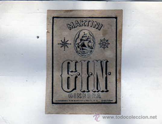 Coleccionismo de vinos y licores: Ficha comerical de marcas y patentes. Martini & Rossi, Gin, Ginebra. Barcelona.