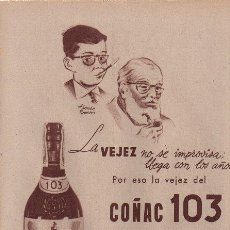 Coleccionismo de vinos y licores: PUBLICIDAD ANTIGUA. COÑAC. COÑAC 103. BOBADILLA Y CIA. 1960.. Lote 28890991