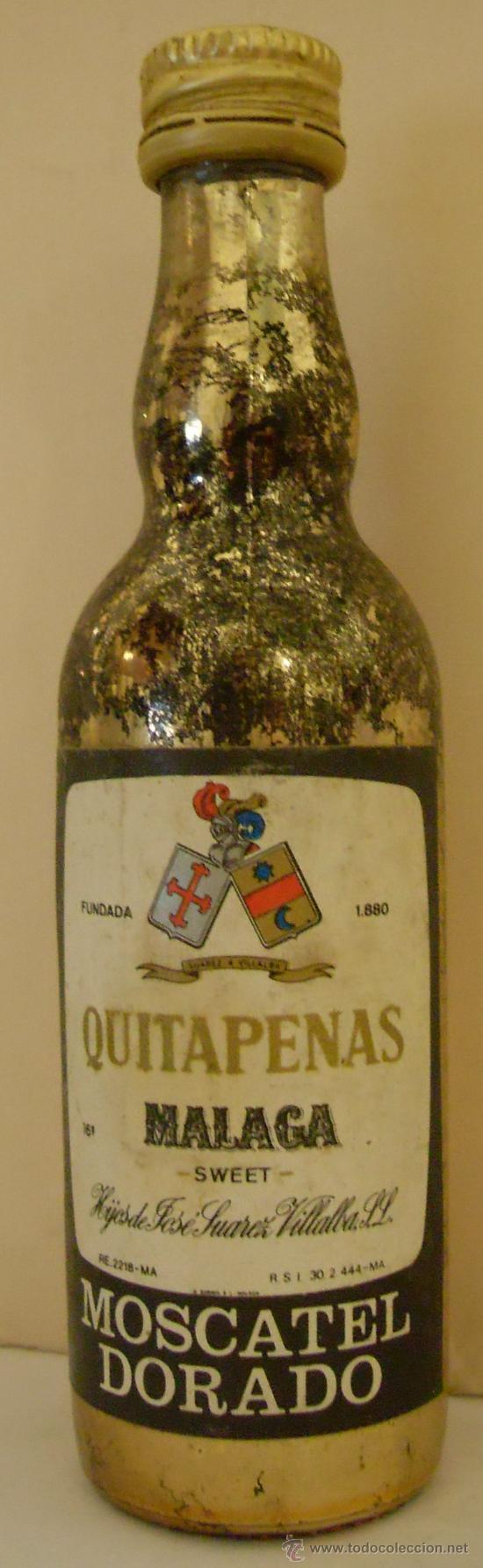 Sammlung von Weinen und Lik&ouml;ren: BOTELLIN DE VINO MOSCATEL DORADO QUITAPENAS. BODEGA HIJOS DE JOSE SUAREZ VILLALBA S.L. MALAGA.