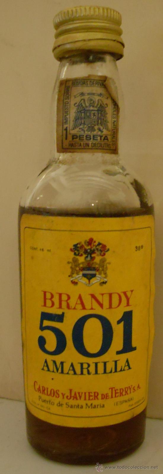 Sammlung von Weinen und Lik&ouml;ren: BOTELLIN DE BRANDY DE JEREZ 501. BODEGAS CARLOS Y JAVIER M&ordf; DE TERRY. EL PUERTO DE STA.M&ordf;, CADIZ.