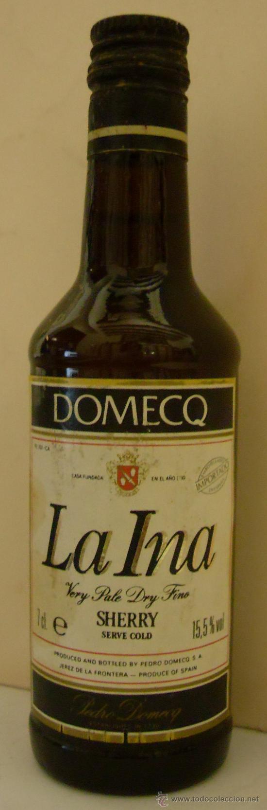 Sammlung von Weinen und Lik&ouml;ren: BOTELLIN DE VINO DE JEREZ FINO LA INA. BODEGA PEDRO DOMECQ. JEREZ DE LA FRA. CADIZ.
