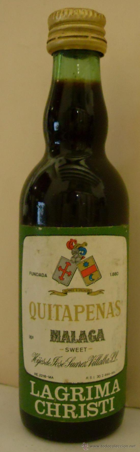 Sammlung von Weinen und Lik&ouml;ren: BOTELLIN DEVINO QUITAPENAS LAGRIMA CHRISTI. BODEGA HIJOS DE JOSE SUAREZ VILLALBA S.L. MALAGA.