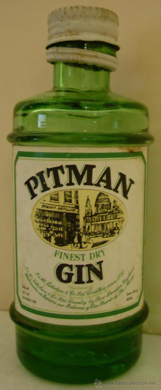 Sammlung von Weinen und Lik&ouml;ren: BOTELLIN DE VINO DE GINEBRA SECA PITMAN. ELABORADO POR OSBORNE EN ESPA&Ntilde;A, EL PTO. DE STA. M&ordf;, CADIZ.
