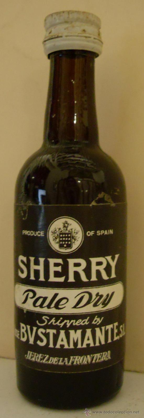 Sammlung von Weinen und Lik&ouml;ren: BOTELLIN DE VINO DE JEREZ PALE DRY. IMPORTADO DE BODEGAS JOSE BUSTAMANTE. JEREZ DE LA FRA. CADIZ.