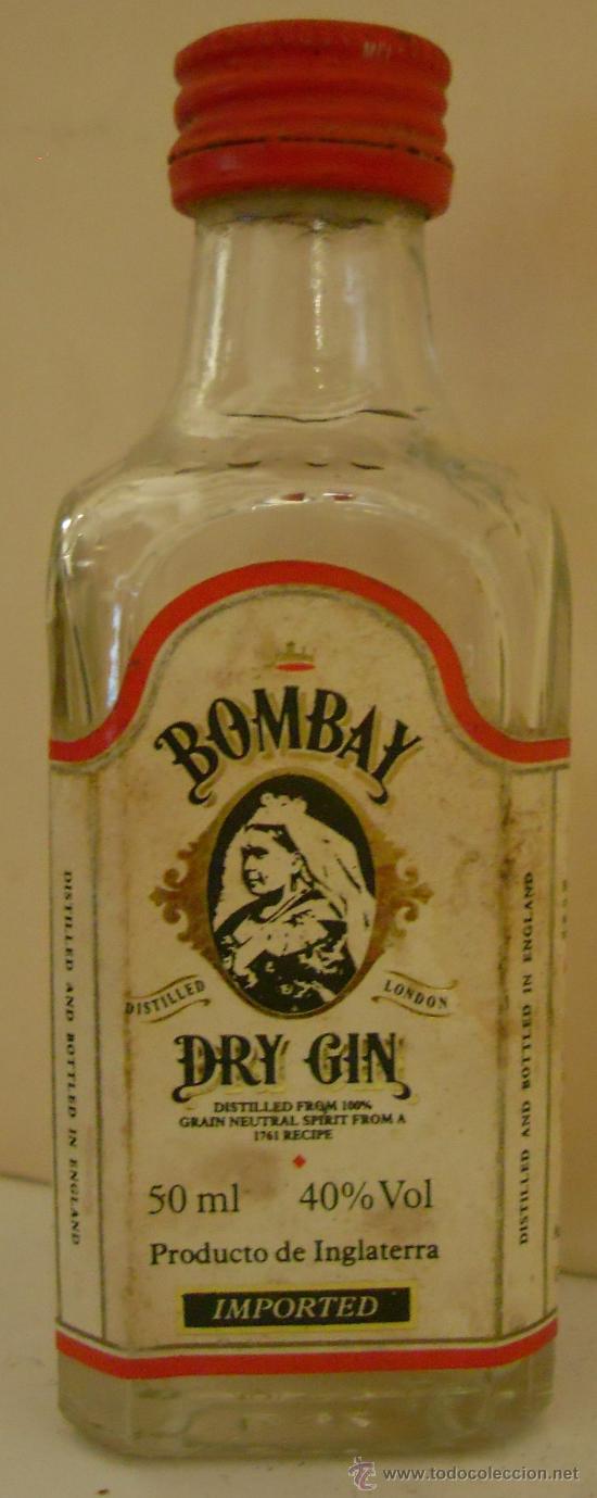 Sammlung von Weinen und Lik&ouml;ren: BOTELLIN DE GINEBRA SECA BOMBAY. DESTILERIAS BOMBAY SPIRITS CO. LONDRES, INGLATERRA.