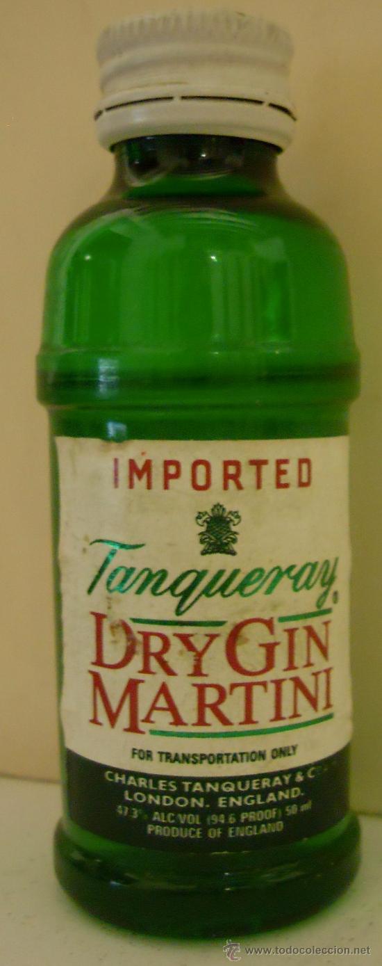 Sammlung von Weinen und Lik&ouml;ren: BOTELLIN DE GINEBRA SECA TANQUERAY. DESTILERIAS CHARLES TANQUERAY & CO. LONDRES, INGLATERRA.