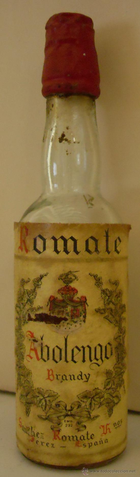Sammlung von Weinen und Lik&ouml;ren: BOTELLIN DE BRANDY ABOLENGO. BODEGAS SANCHEZ ROMATE Y HNOS. JEREZ DE LA FRA. CADIZ.