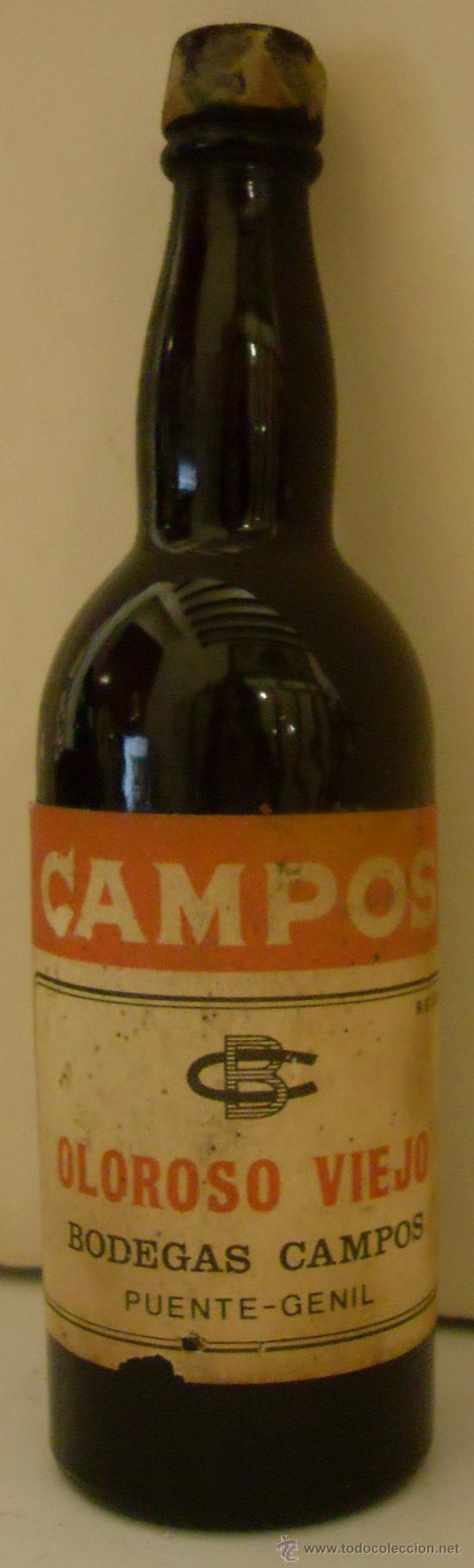 Sammlung von Weinen und Lik&ouml;ren: BOTELLIN DE VINO OLOROSO VIEJO CAMPOS. BODEGAS CAMPOS. PUENTE-GENIL, CORDOBA.
